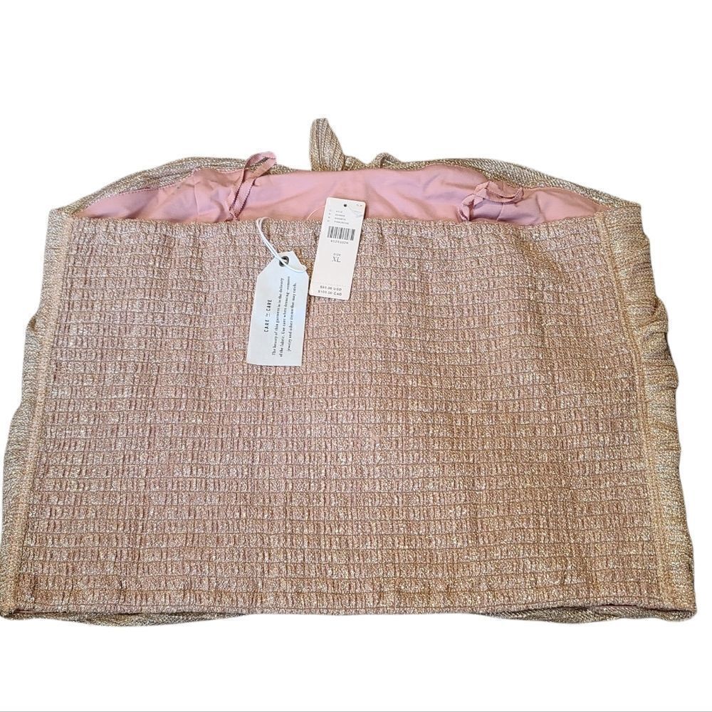 Anthropologie Mauve Pink Ruffled Metallic Tube Top NWT XL, Small - Picture 6 of 6